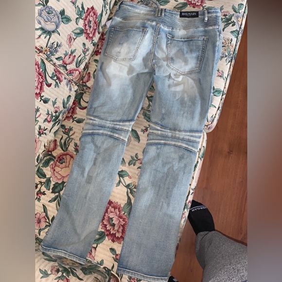 Authentic Balmain Slim Blue Ripped Jeans Size 34 - Picture 5 of 6